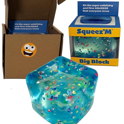 Image of Original Big Block Premium Stress Cube, Glitter Squishy Fidget Toy, Adults | Non-toxic ASTM certified, US family-owned, easy replacement, jumbo glitter sensory squeeze cube, stress relief