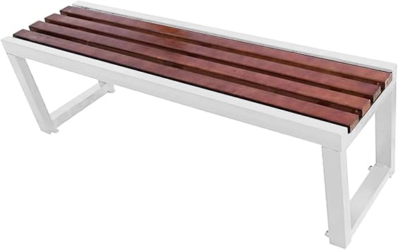 Garden Bench, 2-Person Patio Bench, Metal Slatted Seat, Porch Bench Furniture Benches for Outdoors Park, Lawn, Deck 120cm/47.2in,White 2