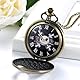 JewelryWe Taschenuhr Herren mit Schädel Totenkopf Skelett & Kreuz Römische Ziffernblatt, Quarz Analog Uhr mit Kette Halskette Halloween