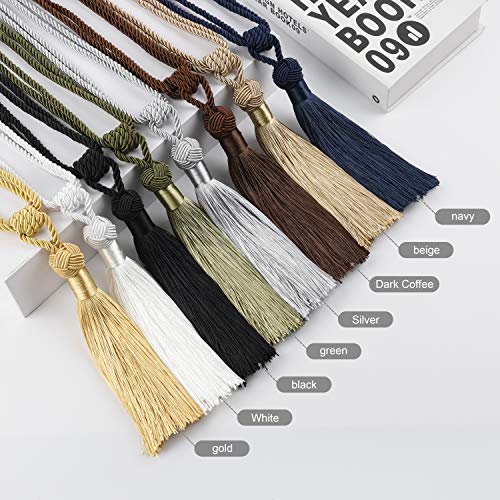 image for UNI AISENG 4PCS Curtain Tiebacks, Hand-Woven Curtain Tie-Backs Tassel,