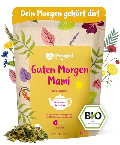 PregniVITAL Guten Morgen Mami – BIO Schwangerschaftstee 1. Trimester mit Ingwer, Minze und Frauenkräutern – Lose Kräuter
