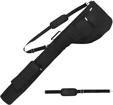 Foldable Golf Club Travel Bag, golf Club Carrier Bag with Zipper, Small Lightweight Portable Golf Carry Bag Waterproof, Golf clubs Bags with Strap and Pocket for Men Women, Holds 8-10 Clubs, Black