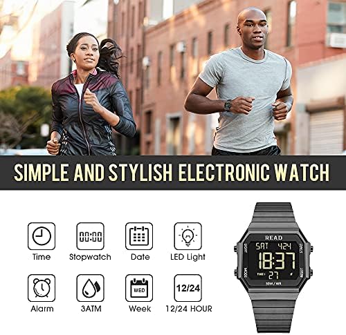 Men's Digital Sports Watch, Waterproof 30 Meters, Dual time Zone Alarm, Stopwatch, Luminous, Day of the Week, Calendar, 12/24-hour Format — view 4