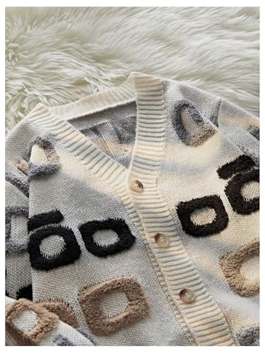 Men's Graphic Cardigan Sweater Y2K Button Down Cardigan Long Sleeve V Neck Knit Sweater4