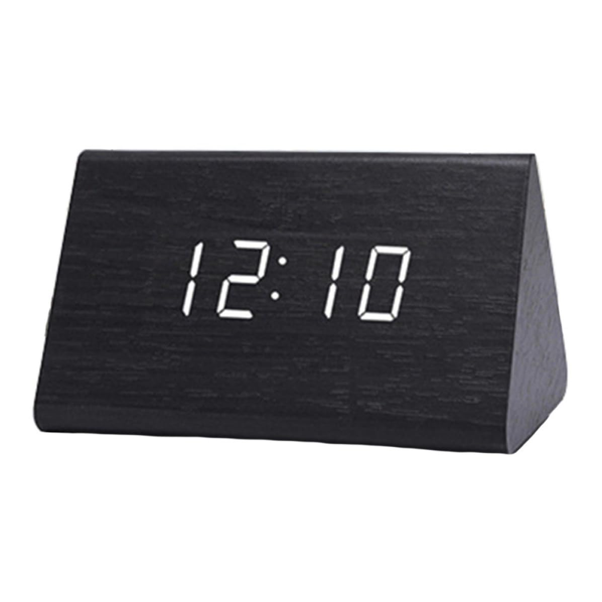 Reloj despertador moderno y clasico de madera noble con pantalla digital invisible