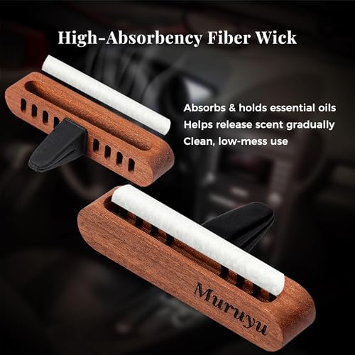 Image of 2-Pack Sapele Wood Car Vent Diffuser | Refillable Essential Oil Air Freshener with High-Absorbency Fiber Wick