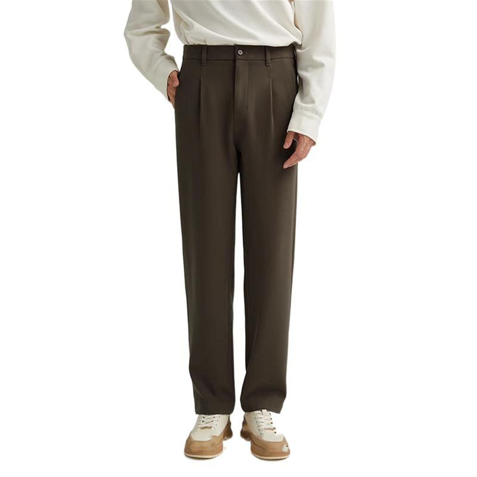 Mens Suit Pants Spring Fall Straight Leg Loose Casual Office Work Dress Trousers for Men