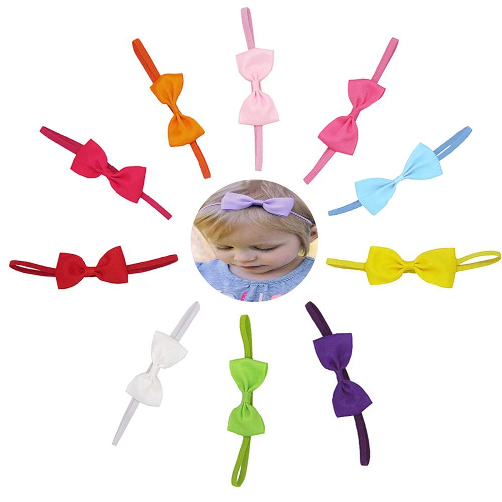 FOK 10 Pc Bowknot Elastic Head Hair Bands For Babies kids Girls (B07NV9DFNB) Amazon Price History, Amazon Price Tracker