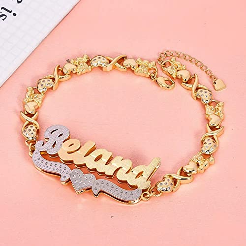 Jewelry Set Name Necklace Personalized Name Bracelet with Heart 18K Gold-Plated Double Plated Custom Name Necklace for Women as a Gift4