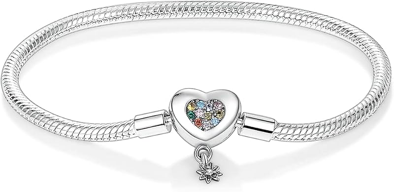 MULA-pulsera con dije de cadena de serpiente de plata de ley 925, mariposa, corazón de girasol con pulseras de circonia cúbica 5A para mujer