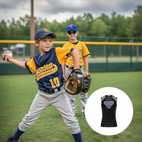 with Chest Padding, Youth Protective Football Gear, Sleeveless and Black Padded Shirt, Basketball Training Vest, Spandex Material, Quick-Dry, Multiple Sizes4