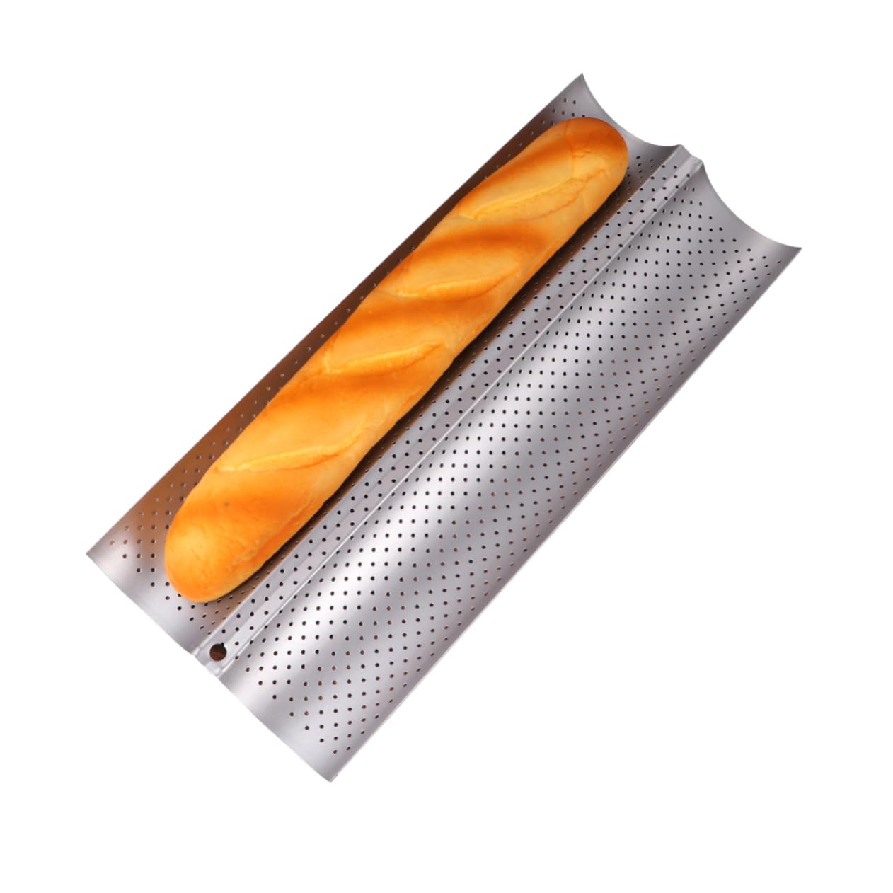 OKUMEYR Non-stick Baking Tray Slots Premium Baking for Home Restaurant Use Wavy Design for Even Heat Distribution Compact Tool for Bread Easy to Clean Silver Finish