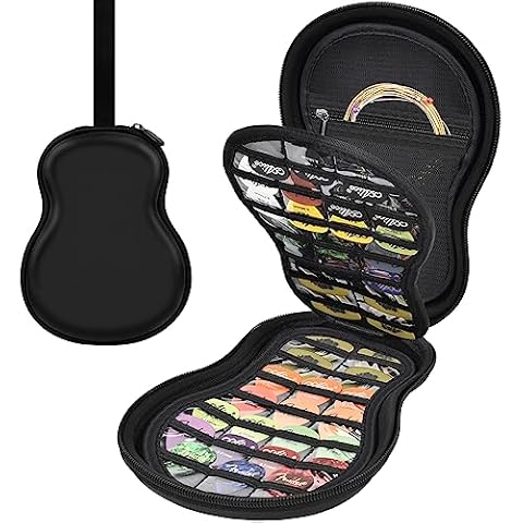 ANKHOH Guitar Pick Holder Case for Fender/for Acoustic/for ChromaCast/for D'Addario/for JIM DUNLOP/for Bolopick/for UNLP MUSICAL INSTRUMENT, 63+ All Size Plectrums Storage Picks Pouch Box, Bag Only Cover