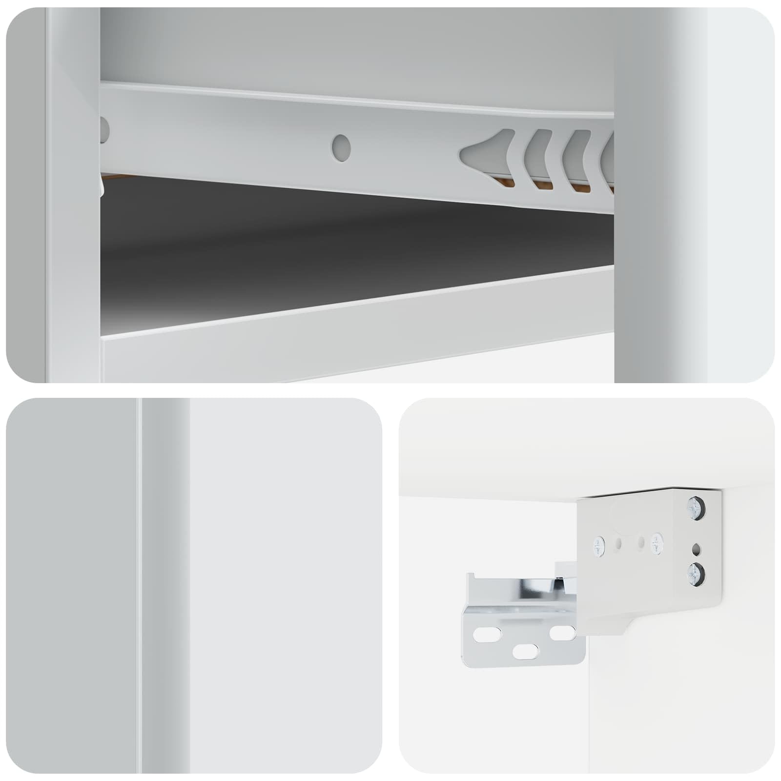 Tavolino da parete bianco, 59 x 34,5 x 17 cm, con cassetto, in legno, per soggiorno, ufficio e corridoio, organizer multiuso compatto e funzionale