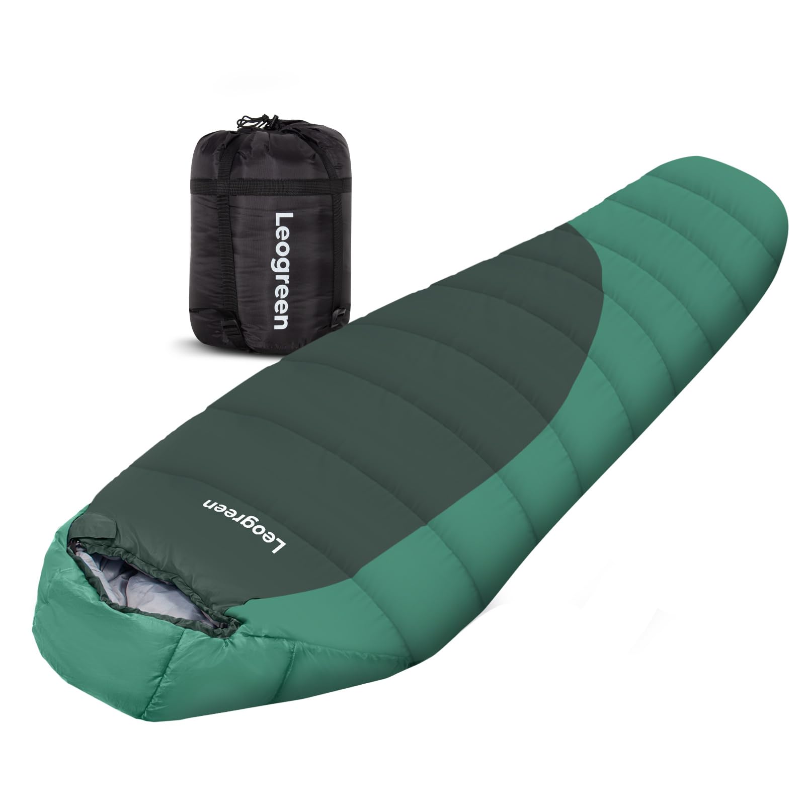 Leogreen Śpiwór dla dorosłych, śpiwór puchowy, -15℃~5℃ na 3-4 pory roku, 300GSM, 1800g, na kemping, wędrówki i wspinaczkę górską, 210x80x35cm
