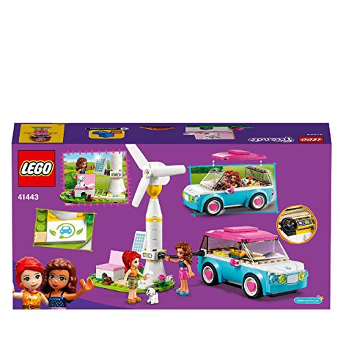 LEGO 41443 Friends Coche Eléctrico de Olivia, Juguete de Construcción para Niñas y Niños de 6 Años, Mini Muñecas, Regalo Educativo