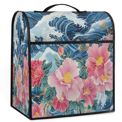 Coffee Maker Cover Big Wave Flower Ocean Kitchen Appliance Covers Small Appliance Covers Blender Cover Juicer Cover Dust Covers for Kitchen Appliances with Top Handle and Pockets,Washable,B501