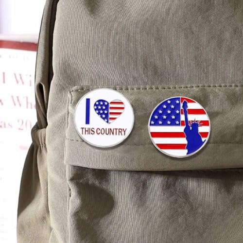 Image of American Flag Brooch Pins USA 4th of July Brooches for Women Men Red White Blue Flag Lapel Pins Independence Memorial Day Brooches Patriotic Clothing Dress Suit Emblem Medal Accessories 4 Pcs /set（Style01）