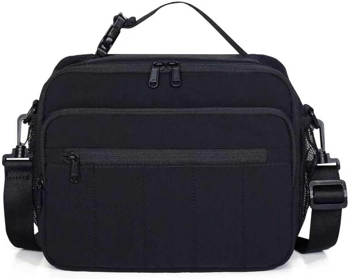 NOL Natural Organic Lifestyle Lunch Bag for Women, 8L Quilted Cooler Tote – Lightweight, Waterproof, Reusable Puffy Lunch Box for Work & Office, Black