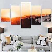 SIGNWIN 5 Panel Canvas Wall Art Setting in The Trees for Home Decorations Ready to Hang - 60