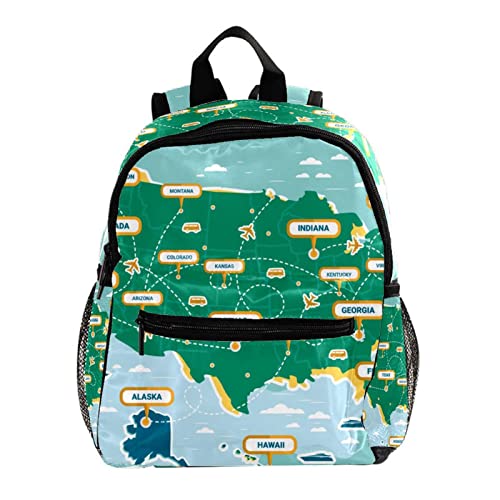 Sac à dos enfants carte des États-Unis vert 30,5 cm