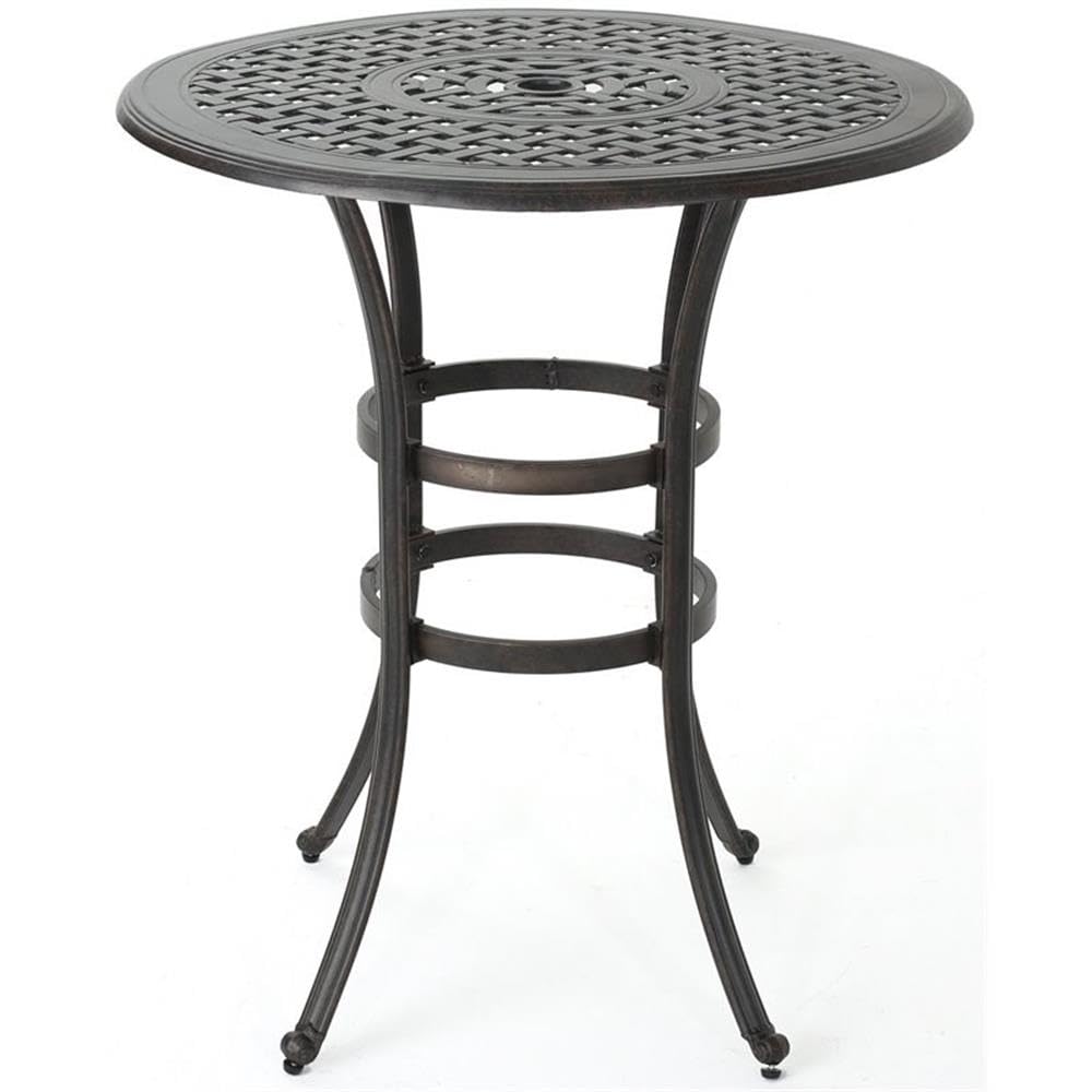 Christopher Knight Home Alfresco Outdoor 37" Cast Aluminum Round Bar Table, Bronze