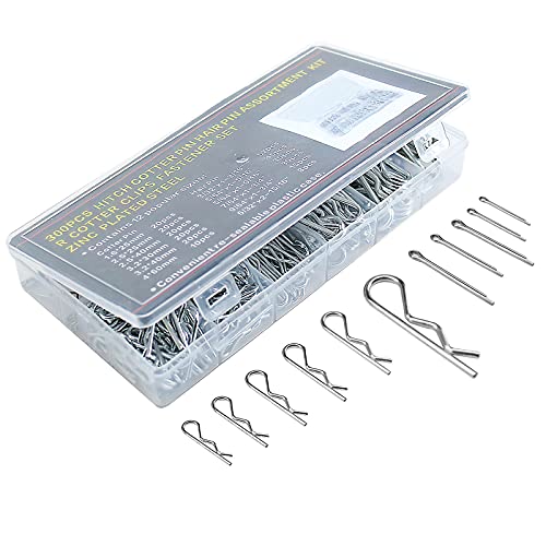 20 Pcs Cotter Pin Assortment Kit, R Clips Heavy Duty Zinc Plated Hair