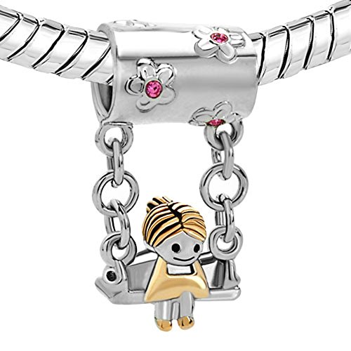 Lovelyjewelry 43213-58457 Rose Pink Crystal Mother'S Girl Mom Dad Boy Bead For Charm Bracelet thumb #1