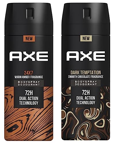 Axe Dark Temptation Deodorant For Men, 150ml & Recharge 24×7 Body Spray, 150ml