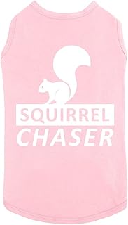 Funny Dog T Shirt Squirrel Chaser Fun Pet Dog Accessories Summer Dog Clothes | Light Pink (S)