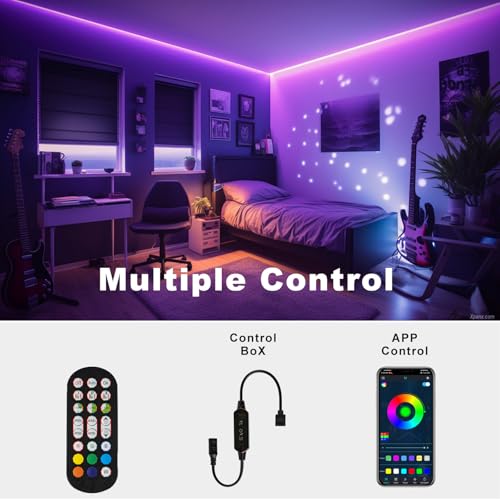 Image of RGB COB LED Strip Light 20ft /6m, DC24V Dimmable Smart App Control Strip Lights, Music Rhythm Synchronization, 16 Million Colors Indoor DIY RGB Led Backlights for TV, PC, Bedroom, Party
