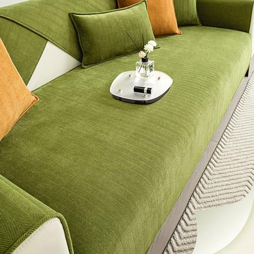 Couverture Canapé Chenille Antidérapante Lavable à Chevrons Plaid - 5