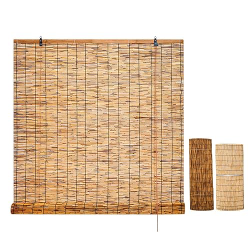 HGTRH Persianas De Bambu Exterior, Ancho Estor De Bambú Retro Persianas De Caña Enrollables Exterior para Ventanas Terraza Cocina Porche Jardín Cortinas Decorativas Brown 160x100cm