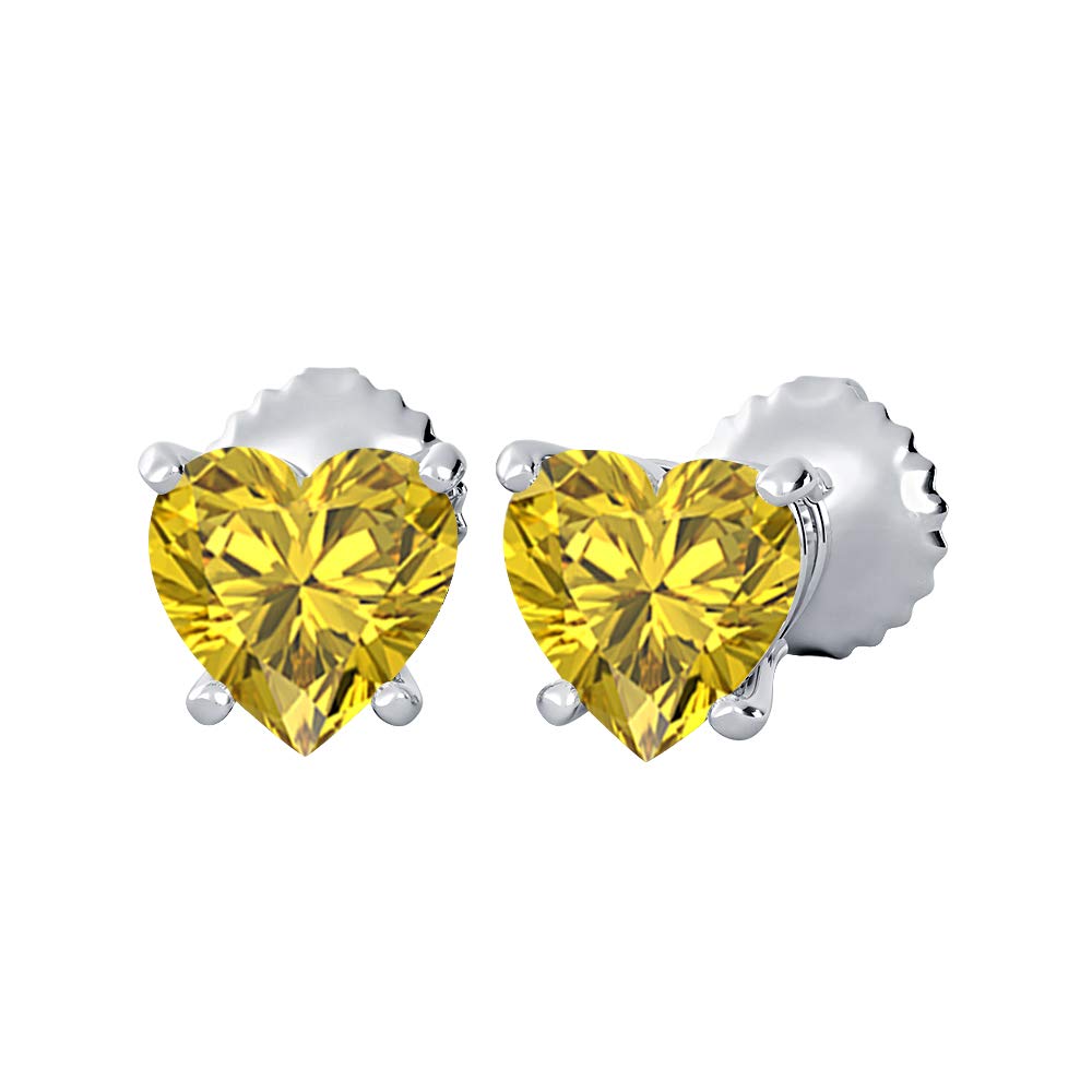 Lovely Heart Shaped (6mm) Yellow Sapphire Solitaire Stud Earrings 14K White Gold Over .925 Sterling Silver For Womens (B07L87L6XS) Amazon Price History, Amazon Price Tracker