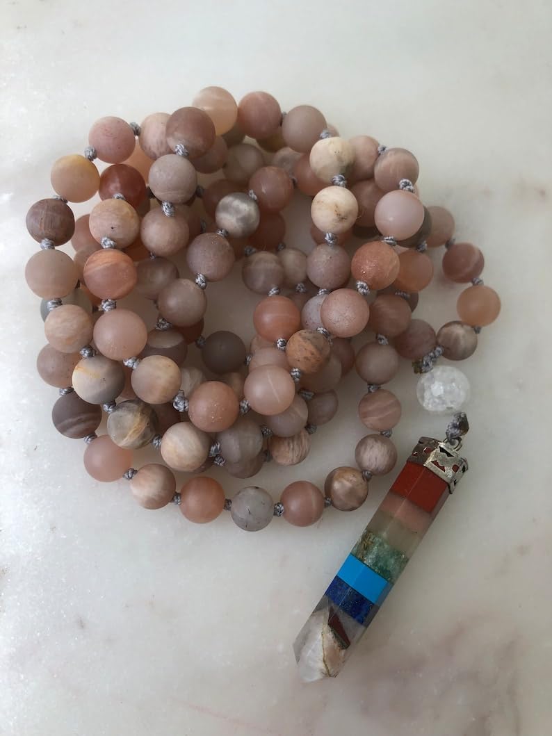 Naturalny kamień słoneczny, 8 mm, 108 koralików mala, duchowe, koraliki medytacyjne, Reiki, Japa Mala, buddyjskie koraliki modlitewne, bransoletka do jogi, koraliki lecznicze