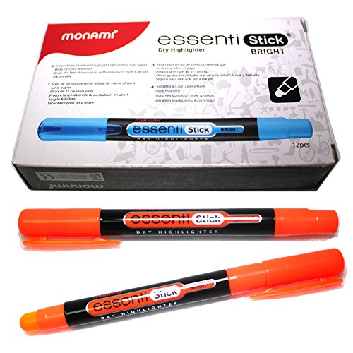 Monami Essenti Stick Dry Highlighter - Bright - Orange - Pack of 12 Pens