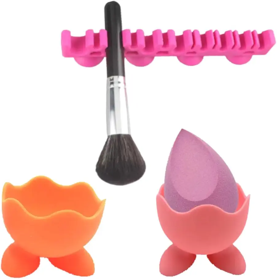Brush Organizer Stand Case Silicone Make Up Brush Holder With Suction Cup, Makeup Sponge Holder, Eco-friendly Silicone Beauty Make Up Blender holder