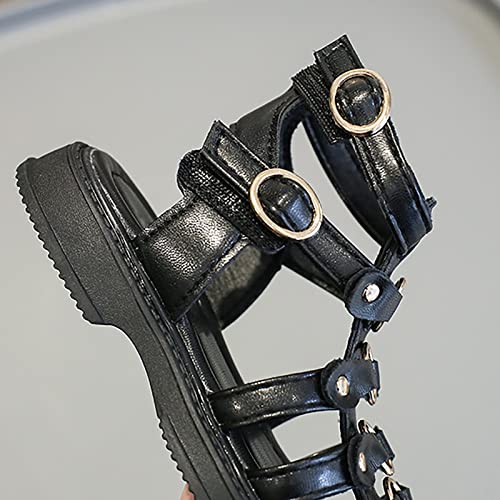 Toddler Kid Girl 𝐆ladiator Sandal Fisherman 𝐂𝐫oss Strappy Casual Non-Slip Double Buckle Solid Flat Rome Shoe4