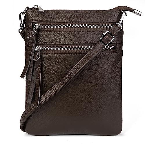 Image of befen Small Genuine Leather Crossbody Purses for Women Trendy Travel Shoulder Handbags with Multiple Zipper Pockets