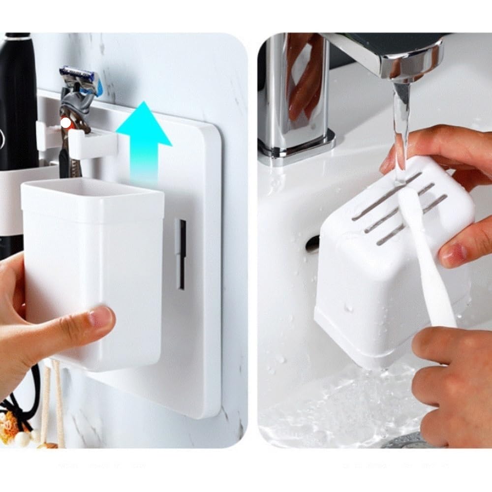 Portacepillo Dientes Estante De Almacenamiento For Baño, Juego Soporte For Cepillo Dientes Montado En La Pared, No Requiere Perforación Organizador(1pcs)