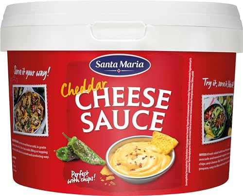 Santa Maria Cheddar Cheese Sauce 3kg Becher - Cremiger Käsegenuss für Dip-Spaß I Gebrauchsfertige Käsesauce mit Cheddar-Geschmack I Ideal kalt zu Tortilla-Chips oder warm über Wraps und Nachos