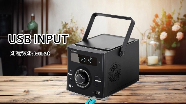 Boombox Lecteur CD Portable LP-118B - Bluetooth 5.3, Radio FM, USB, 20W, Batterie 2000mAh - Karaoké, Télécommande