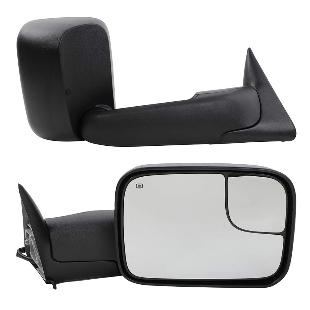 MOTORHOTTowing Mirrors Pair for 1998-2001 Dodge Ram Pick-up 1500;for 1998-2002 Dodge Ram Pick-up 2500/3500 Power+Heated+Manual Flip Up+Convex Lens