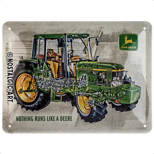 Nostalgic-Art Plaque vintage, John Deere – Model 6410 Cutaway – Idée de cadeau pour fans de tracteurs, en métal, Design vintage, 15 x 20 cm, 26268