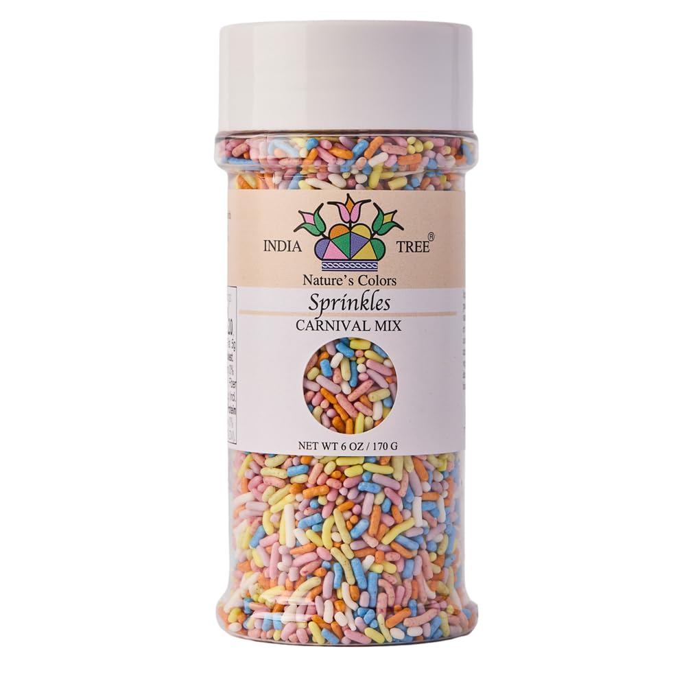 Pastel Rainbow Sprinkles – Dye-Free, Allergen-Free, Plant-Based Colors, 6 oz Jar – India Tree Nature’s Colors