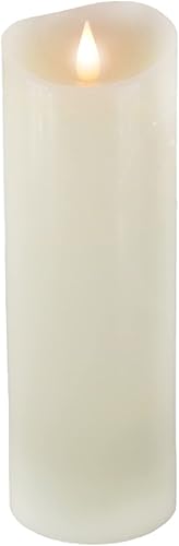 HGTV Home Collection Heritage - Vela sin llama de movimiento real con control remoto, marfil con luces LED blancas cálidas, funciona con pilas, 9