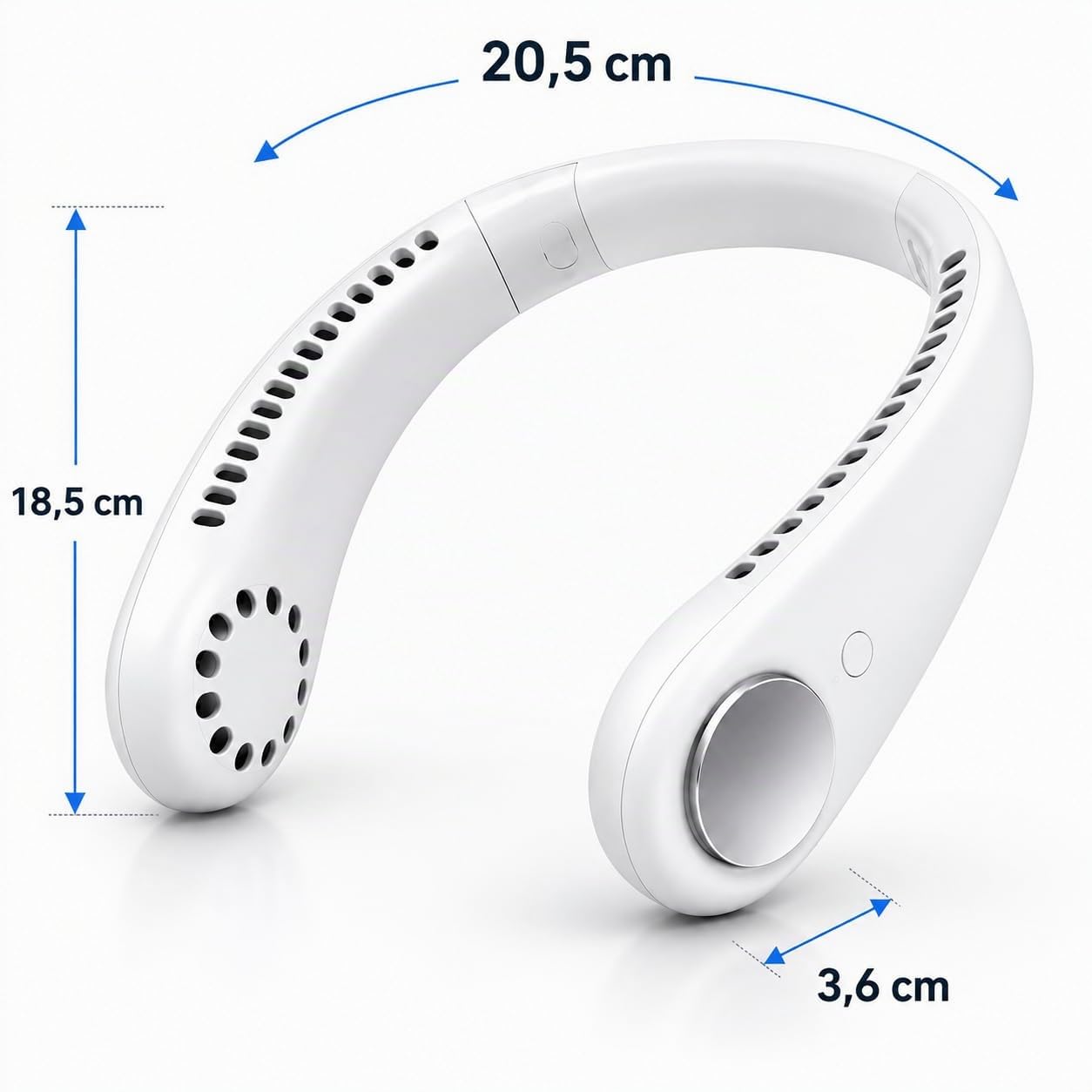 Generico Ventilatore da Collo Portatile Ricaricabile, Flusso d’Aria 360°, Design Ergonomico a Mani Libere, Leggero e Flessibile, Ideale per Ufficio, Viaggi, Passeggiate e Attività all’Aperto