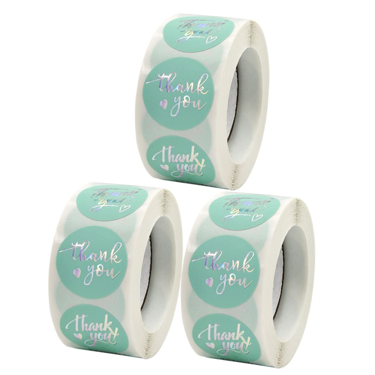 12rotoli Etichette Adesive Rotonde Grazie Da Rulli Di Stickers Per Confezioni Regali Decorazioni Di Compleanno e Matrimoni Per Involgere Dolci e Fiori