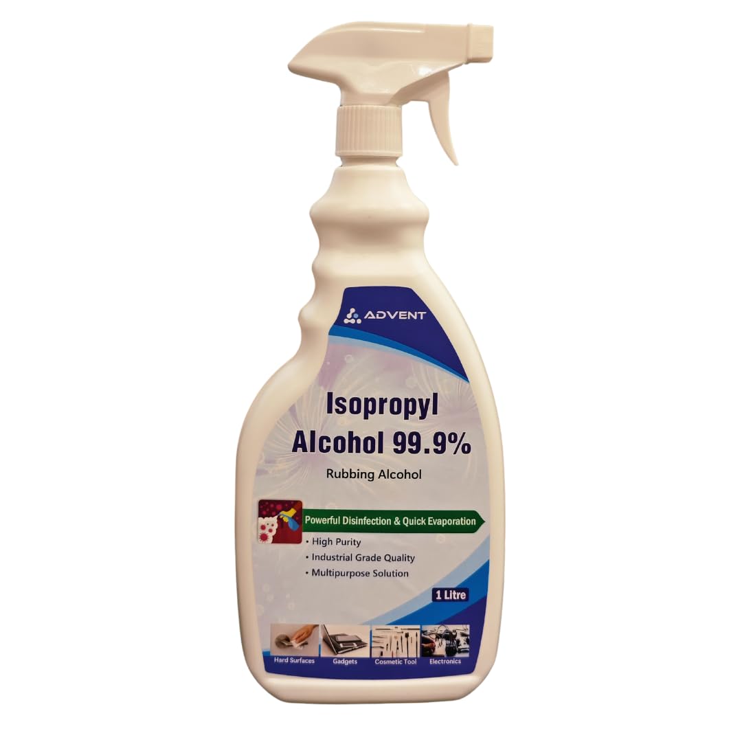 99.9% Pure Isopropyl Alcohol (IPA) 1L | Rubbing Alcohol | Fast Evaporating Cleaning Solvent | For Electronics, Equipment & Surface Cleaning | Medical, Hospital and Industrial Use