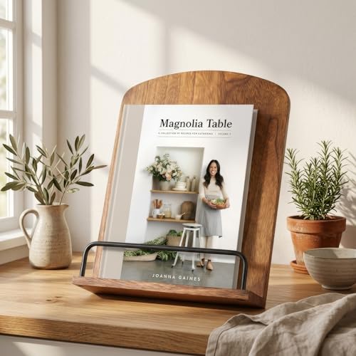 Support de livre de cuisine en bois noble et rustique pour un comptoir chic